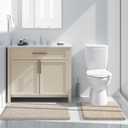 Yimobra Toilet Rugs U Shaped 24x20, Ultra Soft and Water Absorbent Bath Mats, Non Slip Fluffy Luxury Microfiber Contour Bath Rugs for Toilet, Dry Quick, Machine Washable, Light Beige and White