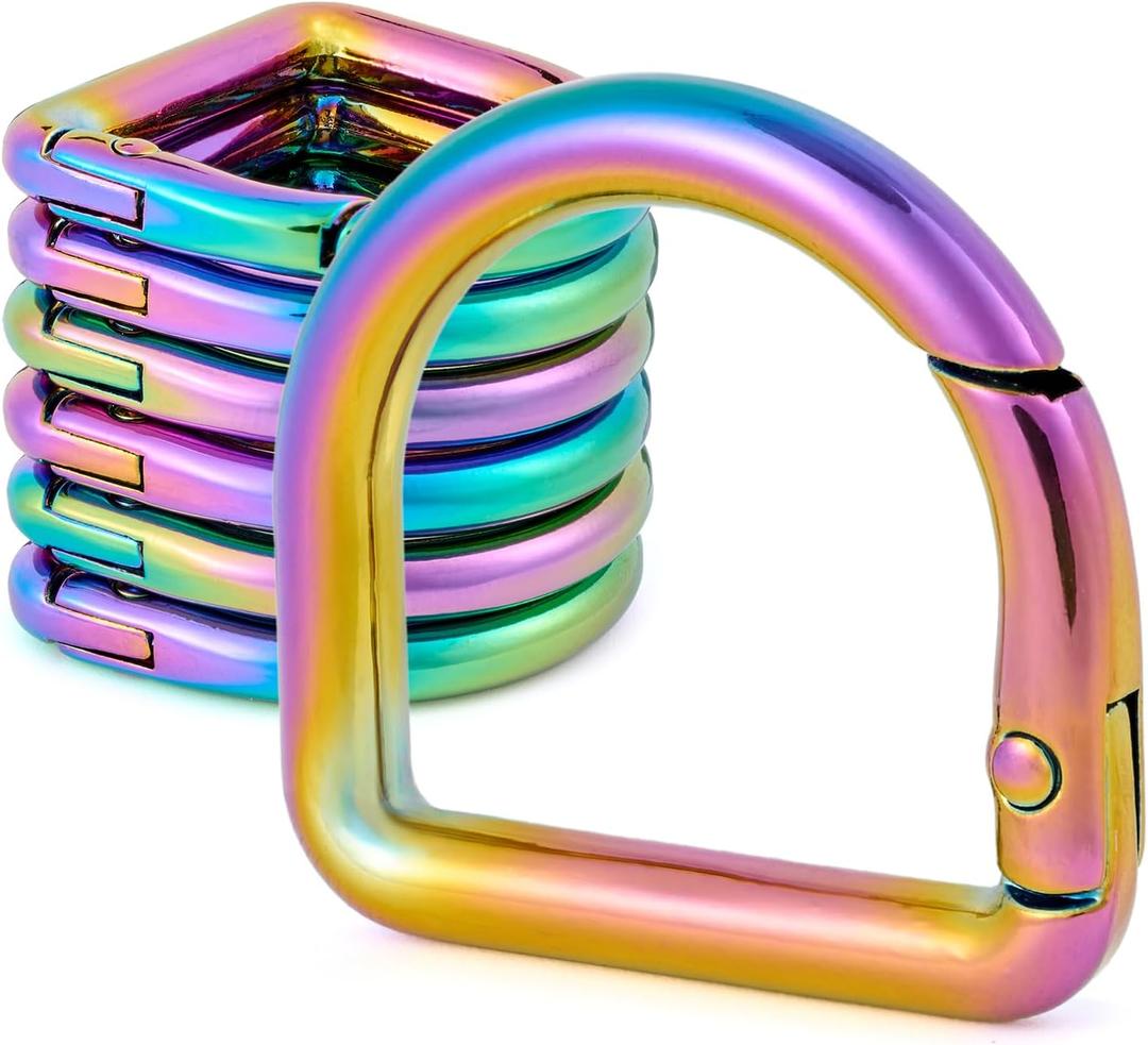 3 x 10pcs Metal D Ring Spring Key Hooks Keyring Clip for Keychain Buckle, Backpacks Handbag Purse Hardware, DIY Crafts (Rainbow)
