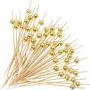 100PCS Fancy Toothpicks for Appetizers, Gold Cocktail Picks for Party Decoration, Appetizer Skewers for Charcuterie Sandwich Burgers Fruit - 4.7 inch