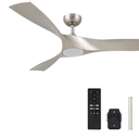 VONLUCE Ceiling Fans with Lights, 52" Mid Century Ceiling Fan and Remote, Stepless Dimming, 6 Speeds Noiseless DC Motor, 3 ABS Blades, Indoor Ceiling Fan for Kitchen Bedroom Living Room, Nickel