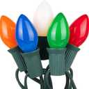 25Ft C7 LED Multicolor Christmas Lights Outdoor, C7 Vintage Christmas String Lights with 25 Shatterproof Colorful Bulbs, Hanging Retro Christmas Tree Lights for Party Backyard Garden Patio Holiday (Spray Painted Multicolor)