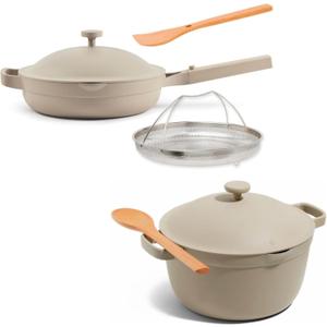 Our Place Cookware Duo - 7-Piece Set Including the Always Pan, Perfect Pot and Spatulas | Multifunctional, Toxin-Free Nonstick | Heat Safe up to 450F | Oven, Stove, Induction Compatible | Steam