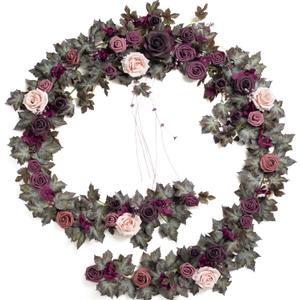 Ling's moment 9FT Flower Garland for Backdrop Decorations - Wedding Arch Flowers, Eucalyptus & Rose, Artificial Floral Garland for Mantle - Sweetheart Table Decor for Beach Reception, Purple (Prpl-deep Plum)