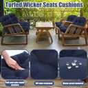 Youyole 7 Pcs Outdoor Wicker Chair Cushions Set with 1 Loveseat 44 x 19 in Weatherproof & 6 U Shaped Cushions for Wicker Patio Furniture Porch Swing Bench Seat Sofa Couch (Dark Blue)