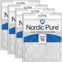 Nordic Pure 20x20x1 Pleated Ultra MERV 16 AC Furnace Air Filters 4 Pack