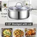 Cooks Standard Dutch Oven Casserole with Glass Lid, 7-Quart Classic Stainless Steel Stockpot, Silver