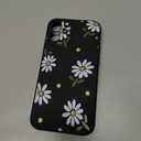 LEECG for iPhone 12 Mini Case, Astronaut Floral Butterfly Print Creative Design Phone Cover Anti Scratch Soft Microfiber Lining Liquid Silicone Phone Case 12 Mini-Daisy Black
