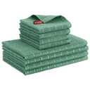 Mordimy 100% Cotton Terrycloth Kitchen Towels and Dishcloths Sets, Soft and Absorbent Checkered Dish Towels, Quick Drying Dish Rags for Washing Dishes, 12 Pack 12" x 12", Grass Green