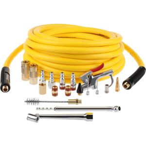Hromee 19 Pieces Air Compressor Accessories Kit with 3/8 Inch x 25FT Hybrid Hose, 1/4 Inch NPT Quick Connect Fittings, Air Blow, Tire Gauge and Wire Brush