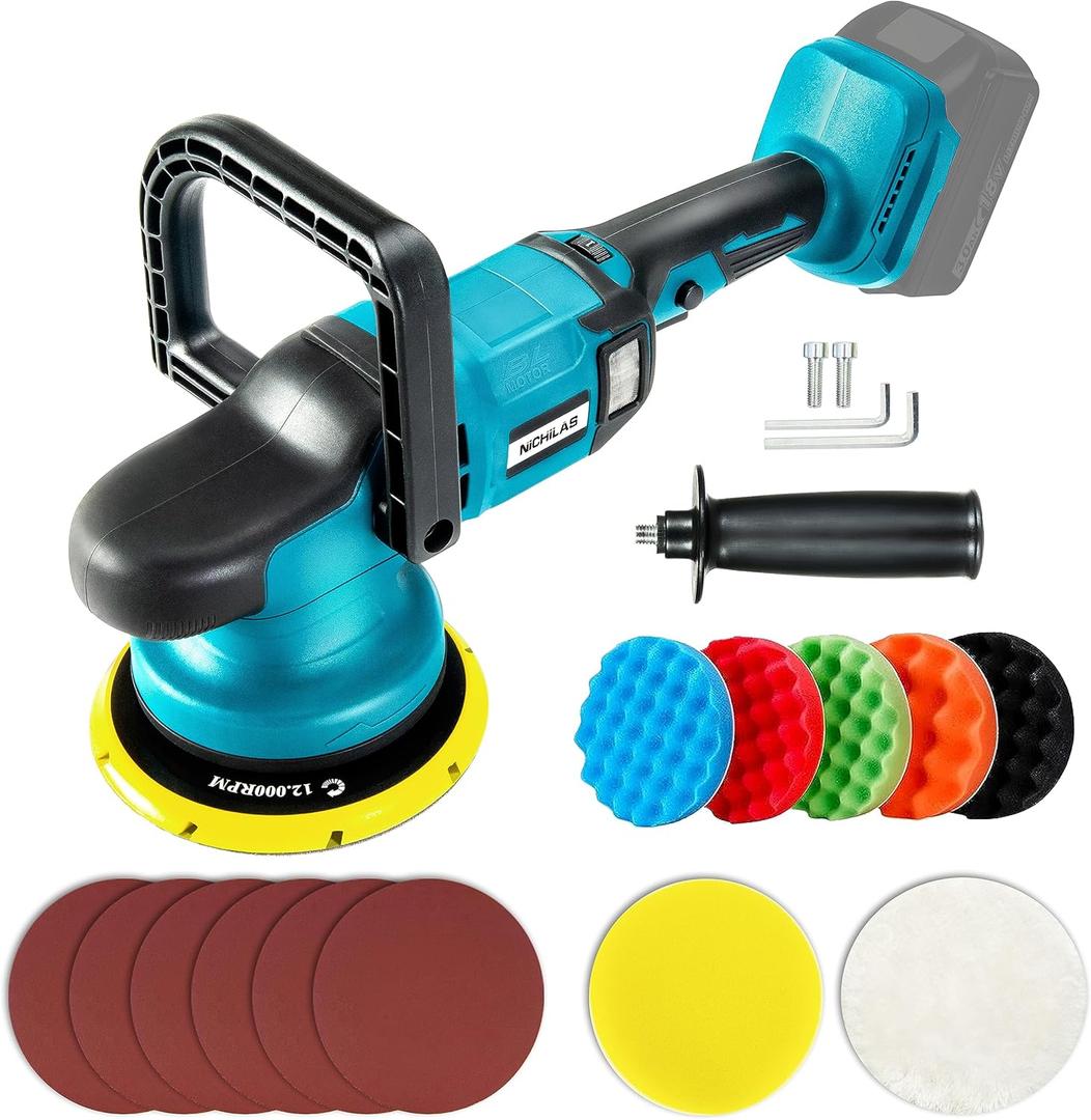 Cordless Car Polisher, 6 speeds Brushless Motor Handle Car Waxer with 150mm Work Disk, Compatible with MAKITA 18V Batteries (Battery Not Included)