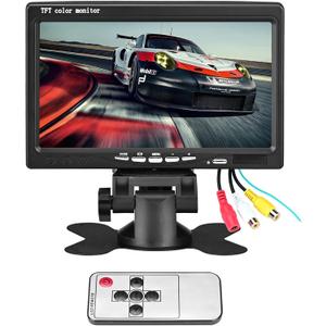 Vehicle On-Dash Backup Monitor, 7" Digital HD Car TFT LCD Color Screen Displaywith 2 Video Input for Rear View Camera (No Cam, 1024 x 600)