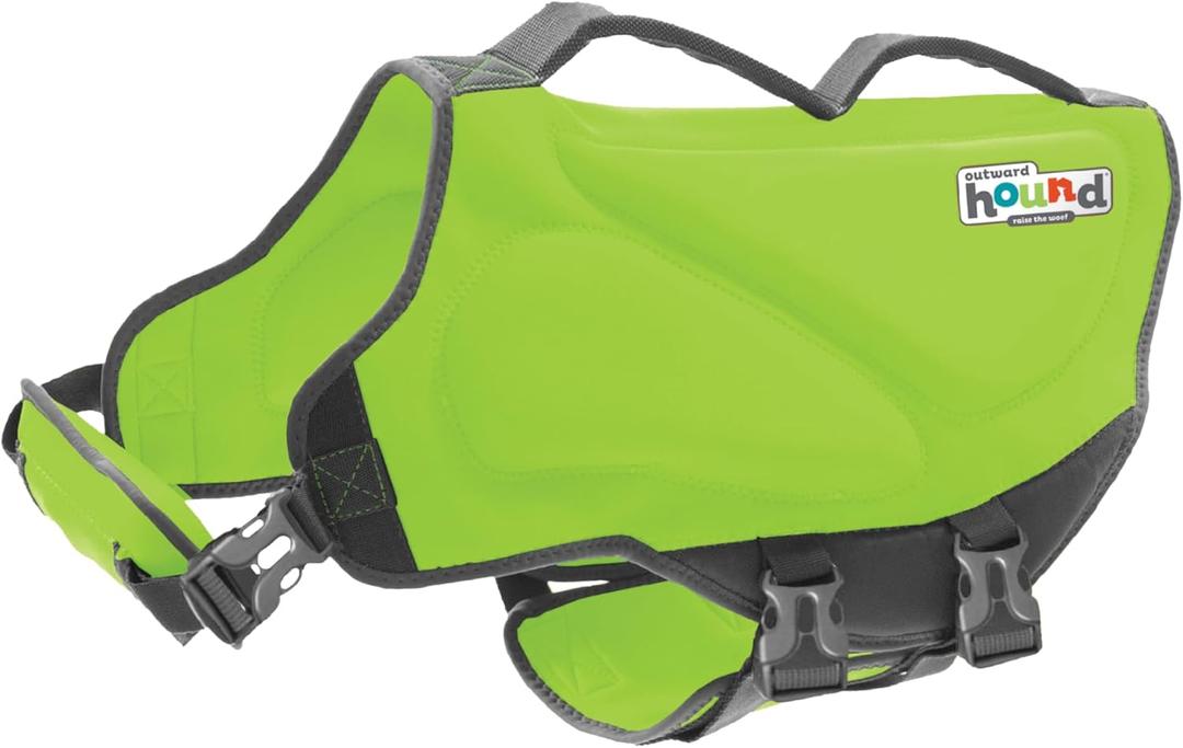 Outward Hound Dawson Swim Dog Life Jacket, High-Performance Neoprene Dog Life Vest for Swimming, Boating, and Water Safety, XL, Green (X-Large (Chest Girth: 33"-44"))