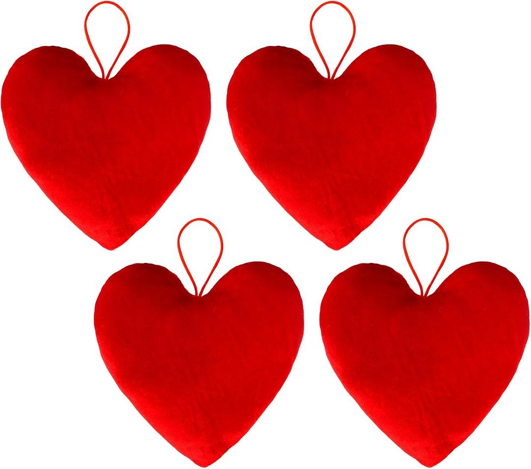 Valentines Day Decorations Valentines Red Heart Velvet Bows 4 pc 6 * 6 in Red Heart Hanging for Home Wall Door Hanger Decor Valentines Wedding Anniversary Birthday Party Supplies