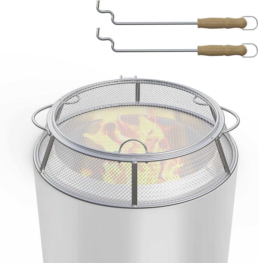 SafBbcue Fire Pit Spark Screen for Solo Stove Ranger Shield Accessories, Stainless Steel Fire Pit Protector Mesh Screen for Solo Stove Ranger Screen Cover, Round Spark Screen with Removal Tools
