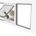 Cat Door for Windows Width Adjustable 31.5" to 35.43" Easy 10 Minute Installation Magnetic Suction Design Weatherproof for Cats Ideal Cat Door for Window Use L
