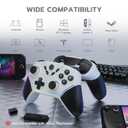 ISHAKO Wireless Gaming Controller with Hall Effect Joysticks&Triggers, 1200mAh Battery, 1000Hz Polling Rate, 4 Back Buttons, RGB Lighting Works with PC Windows/Mac/Steam/Luna/Tesla/Switch- White