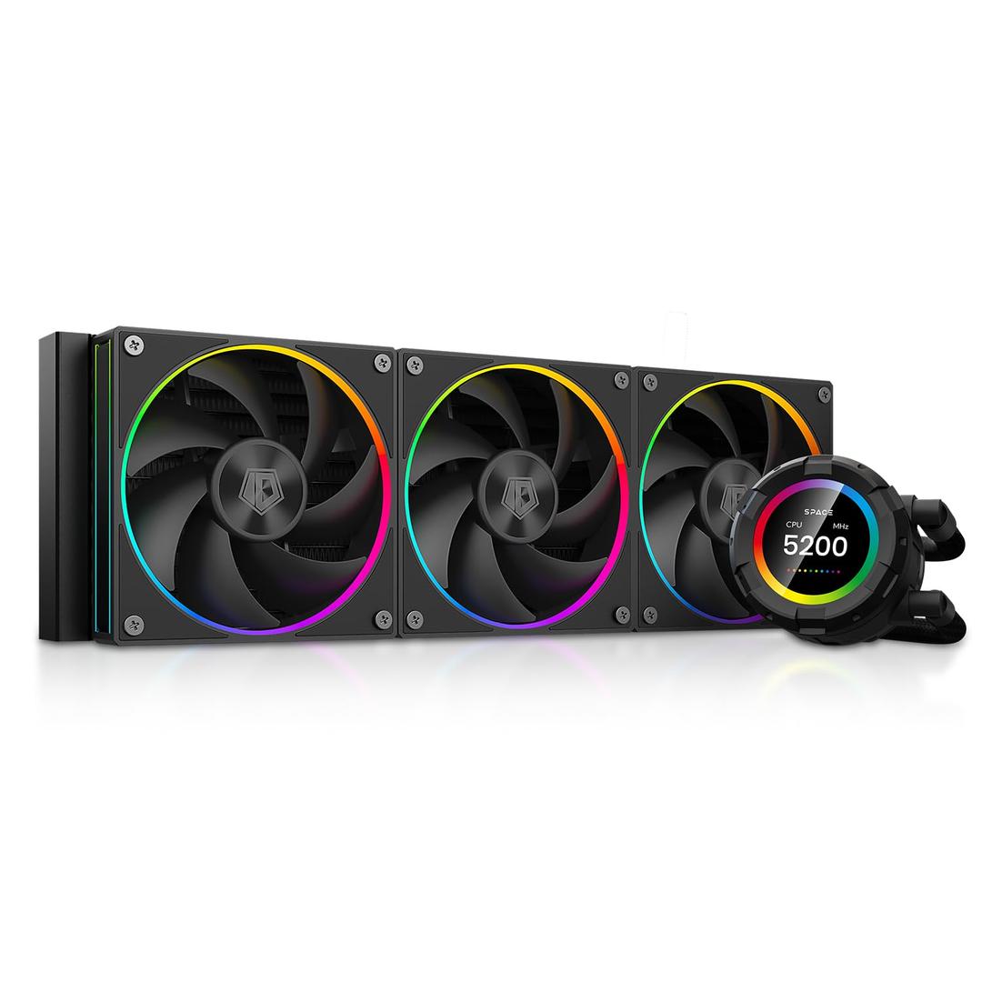 ID-COOLING SL360 CPU Liquid Cooler with Display, Customizable 2.1" LCD Display for Images or Performance Metrics, 360mm AIO Cooler, Three AF127 ARGB Fans, Fits Intel/AMD