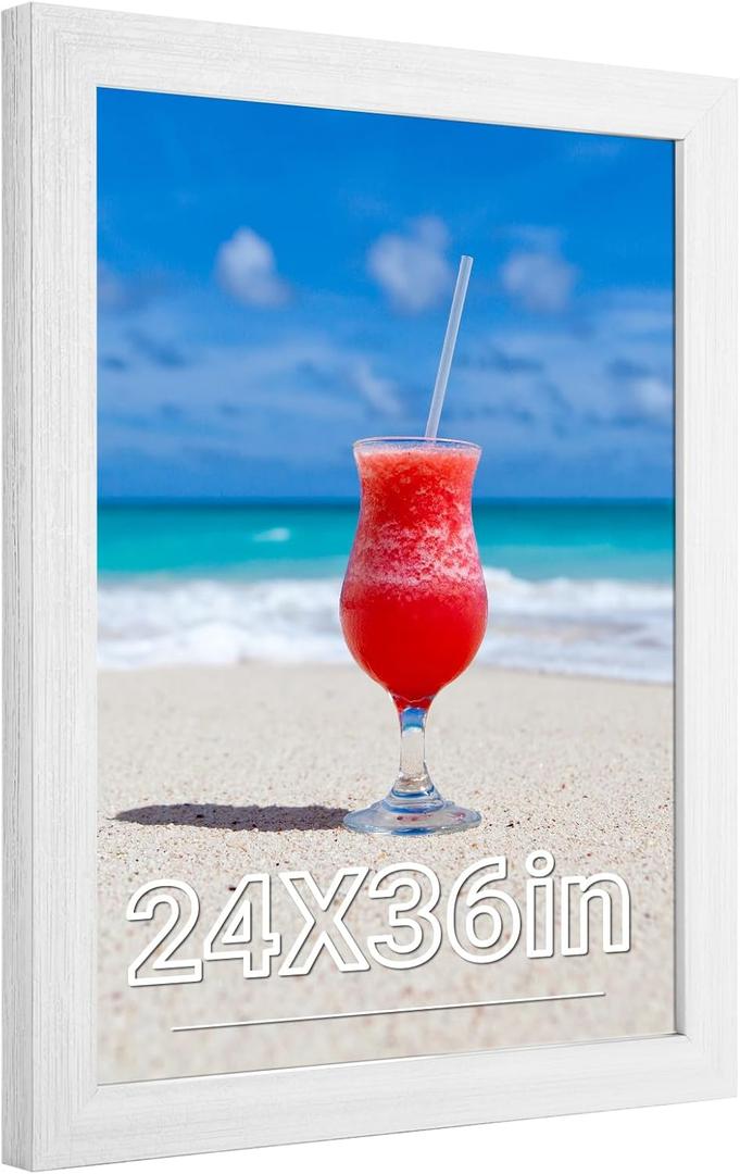 24x36 Frame Rustic White, Distressed 36x24 Picture Frame, Art Pic Hanging Poster Frame, 24 by 36 Gallery Family Concert Portrait Wall Photo Frame Anniversary/Birthday/Wedding/Thank you/Christmas Gift