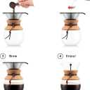 Bodum 34oz Pour Over Coffee Maker, High-Heat Borosilicate Glass with Reusable Stainless Steel Filter and Cork Grip - Made in Portugal