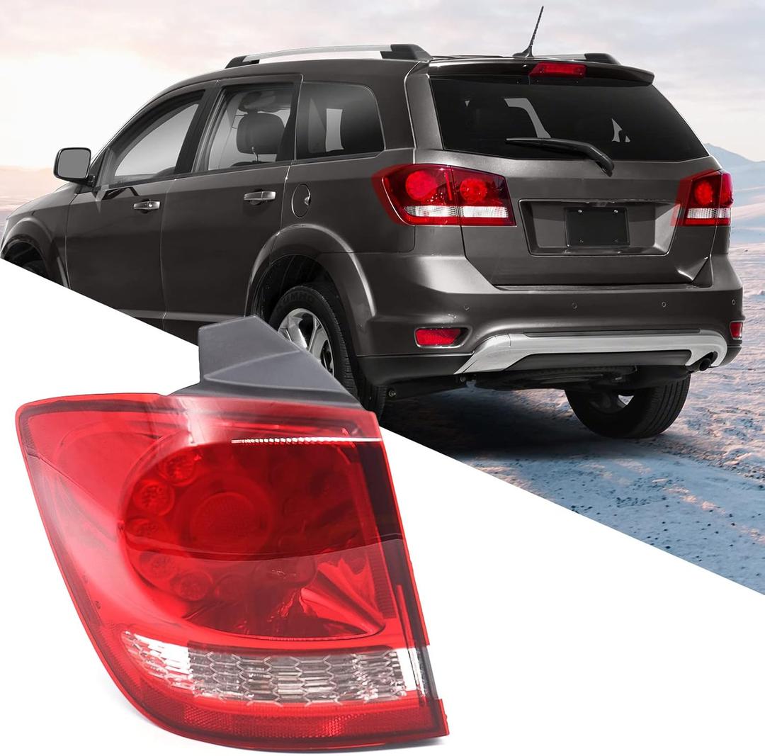 for 2011-2018 Dodge Journey Tail Lights Assembly Led Rear Light Taillight Lens Brake Lamp with Bulb Left Driver Side LH 68078465AD CH2804105