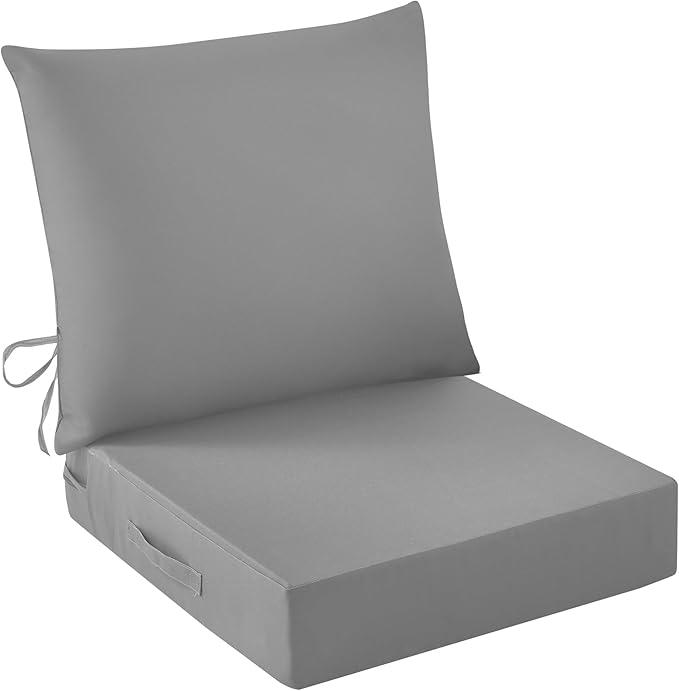 Outdoor Seat Cushion Set, Waterproof & Fade Resistant Patio Chair Cushions, Outdoors Cushion for Patio Furniture, 24 x 24 x 5.75 Inch, Outdoor Couch Cushions with Handle and Ties