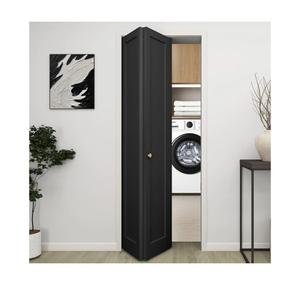 BarnSmith Bifold Barn Door, 1 Panel Vinyl Wrapped Textured Black Bifold Closet Door, Hollow Core Interior Barn Doors with Hardware Kit, Black