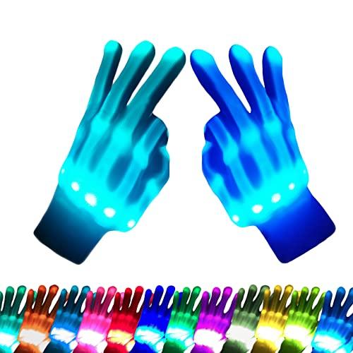 COLEDRE Cool Gifts 12 Colors LED Gloves Toys for Ages 13+ Years Old Boys Girls Adults Teens Light Up Gloves Stocking Stuffers Halloween Costumes Birthday Christmas Gifts (1 Pairs L)