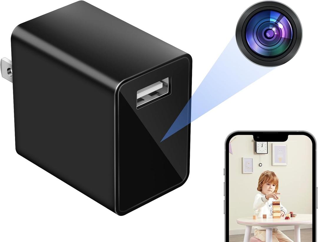 Hidden Camera Charger - Full HD 1080P WiFi Mini Spy Camera - Compact Wireless Indoor Security Camera - Discreet Tiny Nanny Cam