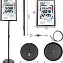 YIYO Adjustable Pedestal Poster Sign Stand,8.5 x 11 Advertising Business Menu Sign Holder for Floor Standing with Aluminum Snap-Open Reusable Frame,Black (8.5 x 11)