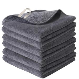 Makeup Remover Cloth 12 x 12 Inch, Reusable Makeup Remover Towels for Washing Face, 6 Pack Washable Microfiber Face Cloth Fast Drying Washcloth, Grey