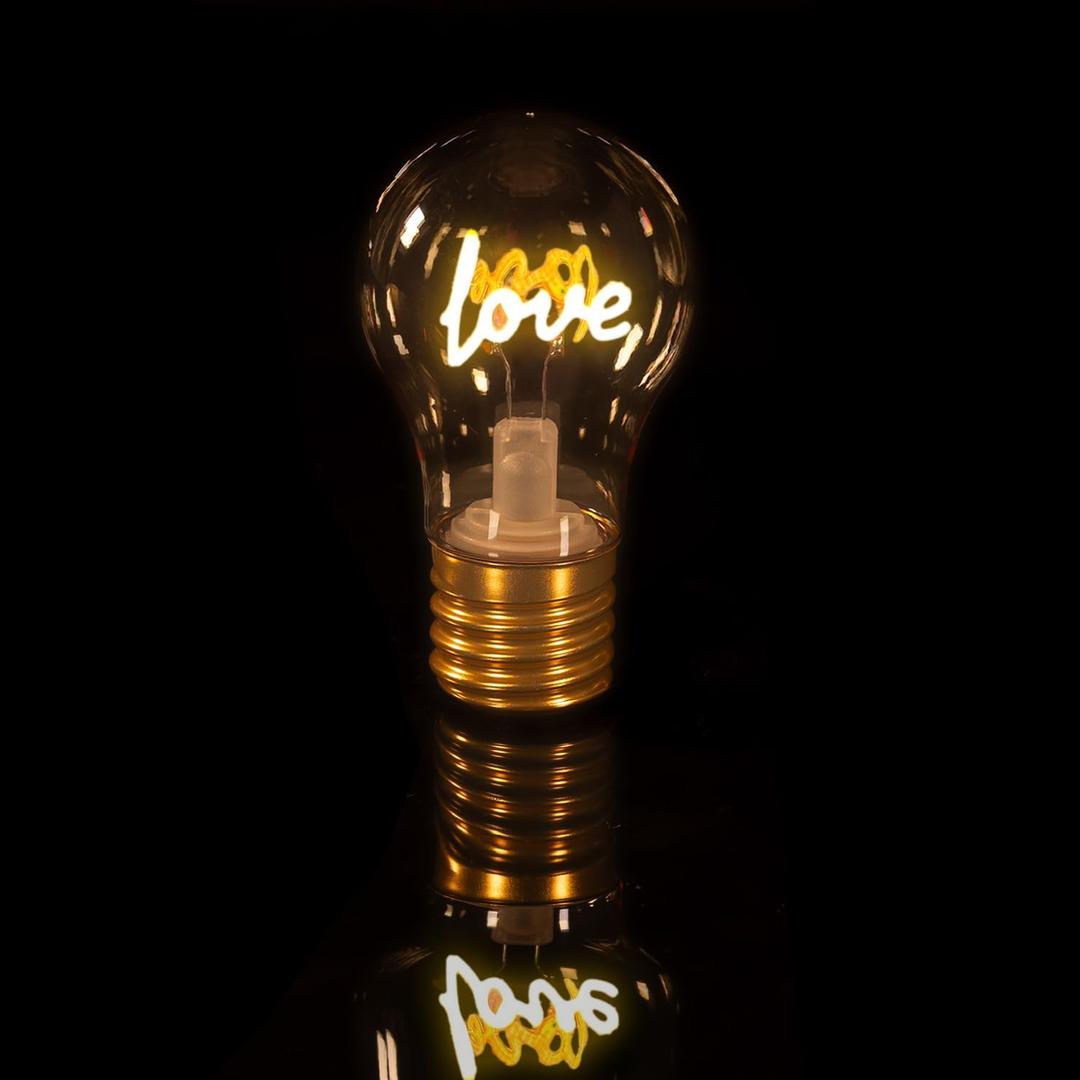 Love Cordless Lightbulb, Warm Light Only, Rechargeable USB-C Table Lamp, PC Moon Light for Bedroom, Home Decor Night Light, Gifts for Mother's Day, Mom, Wife, Husband, Family, Friends etc