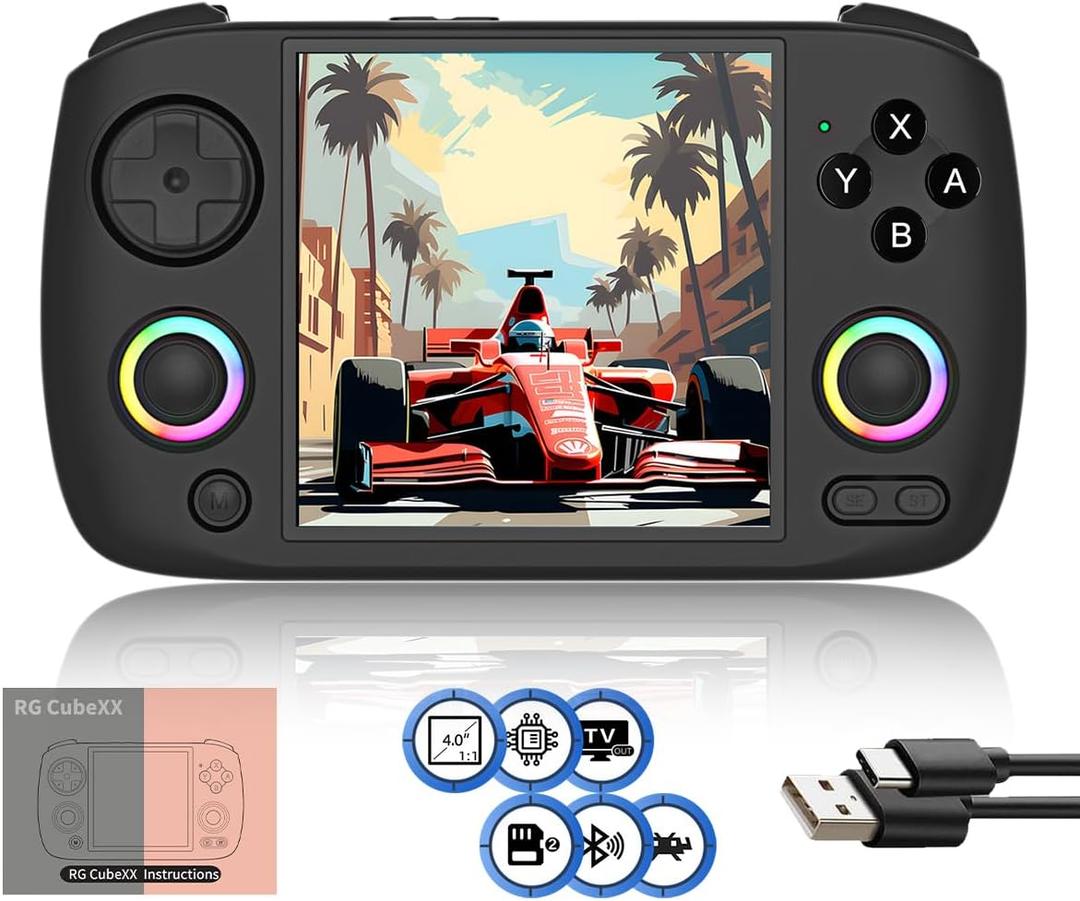RG CubeXX Handheld Game Console 3.95-in 720*720 IPS OCA 1:1 Screen 3800mAh H700 Opensource System rgcubexx Black
