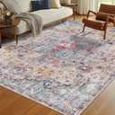 Washable Area Rugs 8x10 Teal Beige