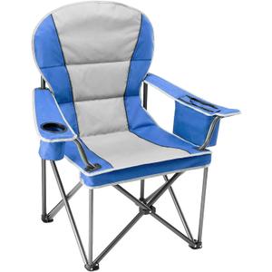 DUMOS Oversized Camping Chair for Adults, Heavy Duty 500 LBS Support Folding Outdoor Chair with Side Cooler Bag, Cup Holder, for Camp Beach Garden, Back Bag, Thicken 300D Oxford, Navy Blue, 25.2"D x 38.78"W x 42.91"H