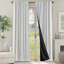 jinchan 100% Blackout Curtains 96 Inches Long for Bedroom, Boho Insulated Curtains Blue Striped Pattern Geometric Drapes Back Tab Rod Pocket Room Darkening Retro Farmhouse Pattern 2 Panels