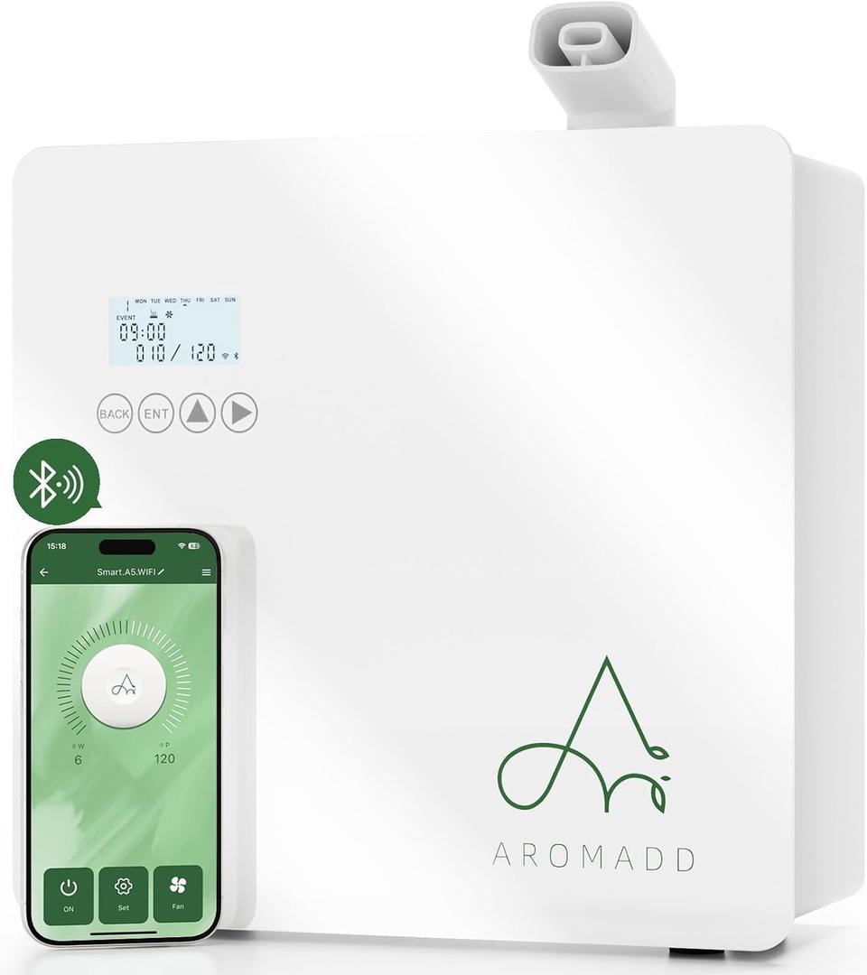 2025 Upgraded 3500 Sq.Ft Smart Scent Diffuser  HVAC System, Whole House Aroma & Hotel Collection Diffuser, Waterless Essential Oil Diffuser for Home Large Room, Cold Air Tech, 600mL (Pure White)