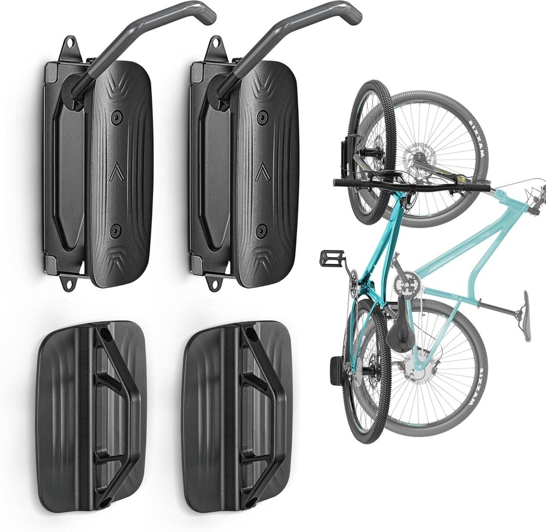 monTEK Swivel Bike Wall Mount  2 Pack Garage Bike Hanger & Space-Saving Vertical Bike Rack for Garage & Apartment, Sturdy Bike Storage Hook Holds 66 lbs, Easy Installation & Scratch-Proof Design