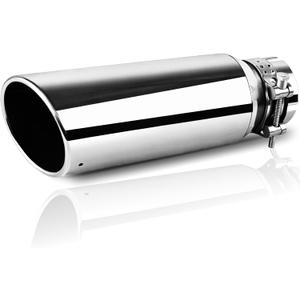 3 Inch Exhaust Tip, 3" Inlet 4" Outlet 12" Overall Length, Chrome-Plated Finish Stainless Steel Exhaust Tips 3 Inch Inlet, Bolt/Clamp-On Desig, for 3" Outer Diameter Tailpipe, Universal