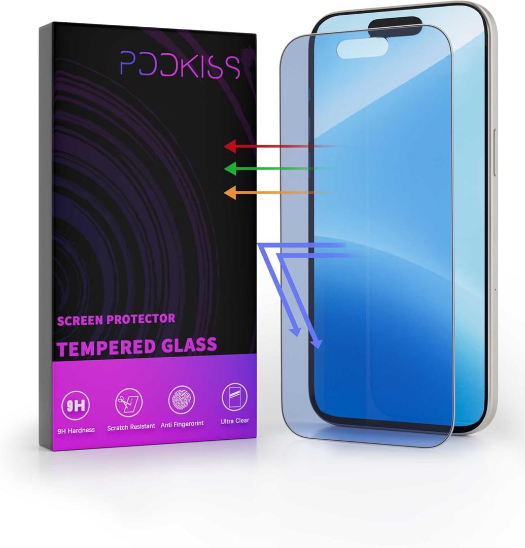 for iPhone 16 Blue Light Screen Protector Tempered Glass 6.1 Inch,HD Anti Blue Light Easy Installation