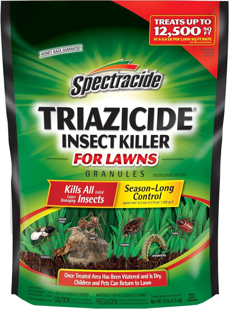 Spectracide Triazicide Insect Killer For Lawns Granules, 10 lb Bag, Kills All Listed Lawn-Damaging Insects