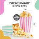 Mini Popcorn & Candy Favor Treat Boxes For Birthday, Bridal and Baby Shower - Assorted Striped Design - 36 Count (Rainbow Pastel Mix)