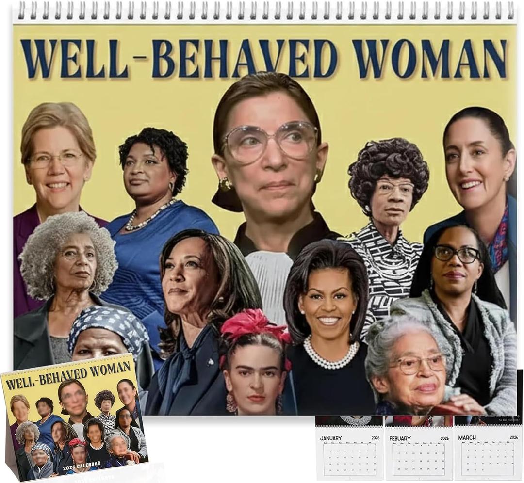 Well Behaved Women 2026 Calendar 11" x 8.5" Wall Decor - Inspirational Monthly Empowering Gift for Home Office Celebrating Woman Support Rights 12 Months Merch "Well Women" Calendar(A) 1PCS