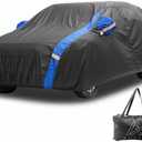 AMBARI All Weather Car Cover for Sun and Rain SUV Car Cover Waterproof All Weather Full Exterior Covers, Universal Fit Car Cover for SUV and Sedan 190T Taffeta (Black and Blue, Size B4), SLL-204