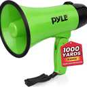 Pyle Compact 20-Watt Megaphone Speaker with Microphone, Siren, Bullhorn - Battery Operated, Foldable Handle, 2 Modes, 1000 Yards Range - Perfect for Cheerleading, Police, Football, and more - Green