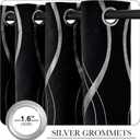 NICETOWN Black Out Curtains for Living Room - Foil Printed Wave Lines Thermal Insulated Blackout Panels/Drapes for Bedroom Kitchen Loft Cafe Window (2 Panels, 52 inches Wide by 63 inches Long)