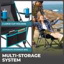 FUNDANGO Oversized Rocking Camping Chair for Adults, Portable Folding Lawn Chairs for Outside with Pillows, Wide Armrest, 2 Cup Holders, Carry Bag for Patio Garden Outdoor Supports 400Lbs (Black/Blue)