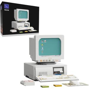 BRICKKK Retro Computer Building Blocks Set, Vintage PC Model Kit for Adults, Creative Collectible Computer Model Bricks Set, Classic Desktop Construction Kit, Perfect Display Piece for Home or Office