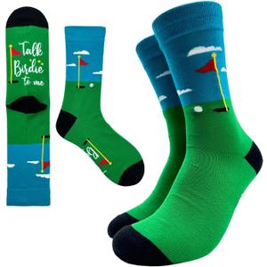 Talk Birdie to Me Novelty Funny Breathable Printed Cotton Socks, Unisex Cozy Knitted Crew Socks, Gifts for Golf Lover, Teens Men Dad Grandpa Outdoorsman Friend Bestie Coworker Boss Manager