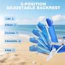 SUNNYFEEL Extra Wide 28" Low Beach Chair 2 Pack 5 Position Lay Flat, XL Oversized Portable Folding Camping Chairs with Cup Holder for Outdoor/Trip, Foldable Backpack Beach Chair for Adults