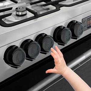 Stove Knob Covers for Child Safety - 4Pack Babepai Upgraded Double-Key Design Universal Size Baby Safety Gas Oven Knob Covers Stove Guard Baby Proofing